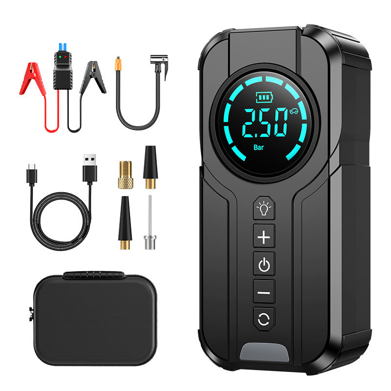 Jump Starter + Compresseur d'Air 2-en-1 - Démarreur & Gonfleur Portable