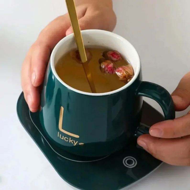 Coffret Cadeau Mug Chauffant Lucky – Tasse + Chauffe-Tasse + Cuillère