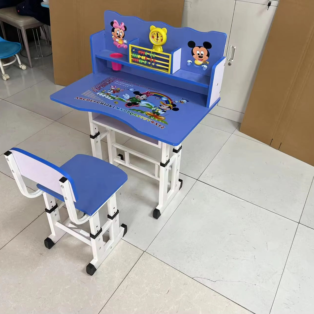 Bureau Enfant Mickey Mouse Réglable + Chaise – Set Éducatif