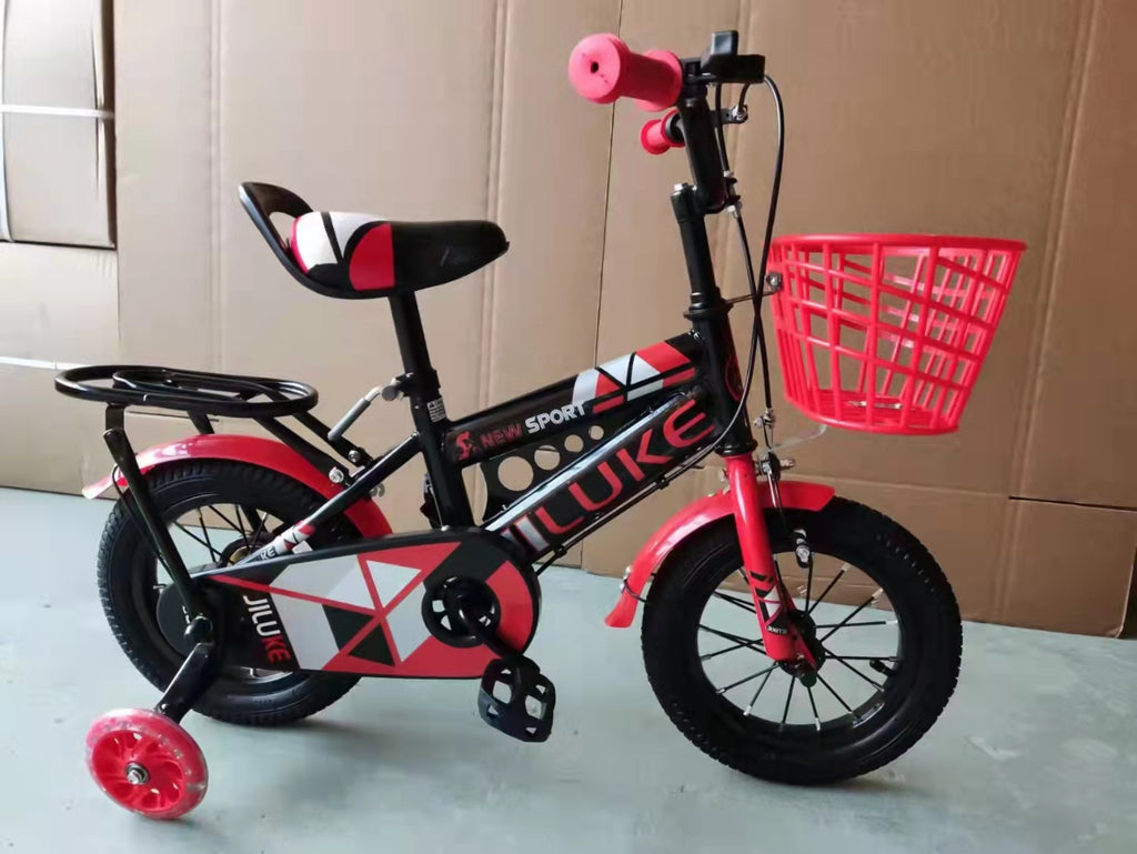 Vélo Enfant JILUKE avec Roulettes - Panier & Siège Arrière