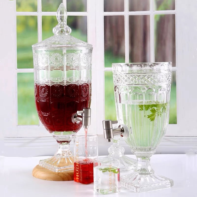 Fontaine à Boissons en Verre Cristal avec Robinet Inox - Élégante