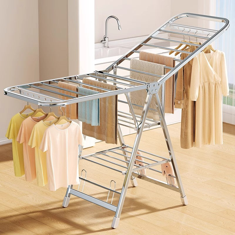 Étendoir à Linge Pliable en Acier Inoxydable - Grande Capacité