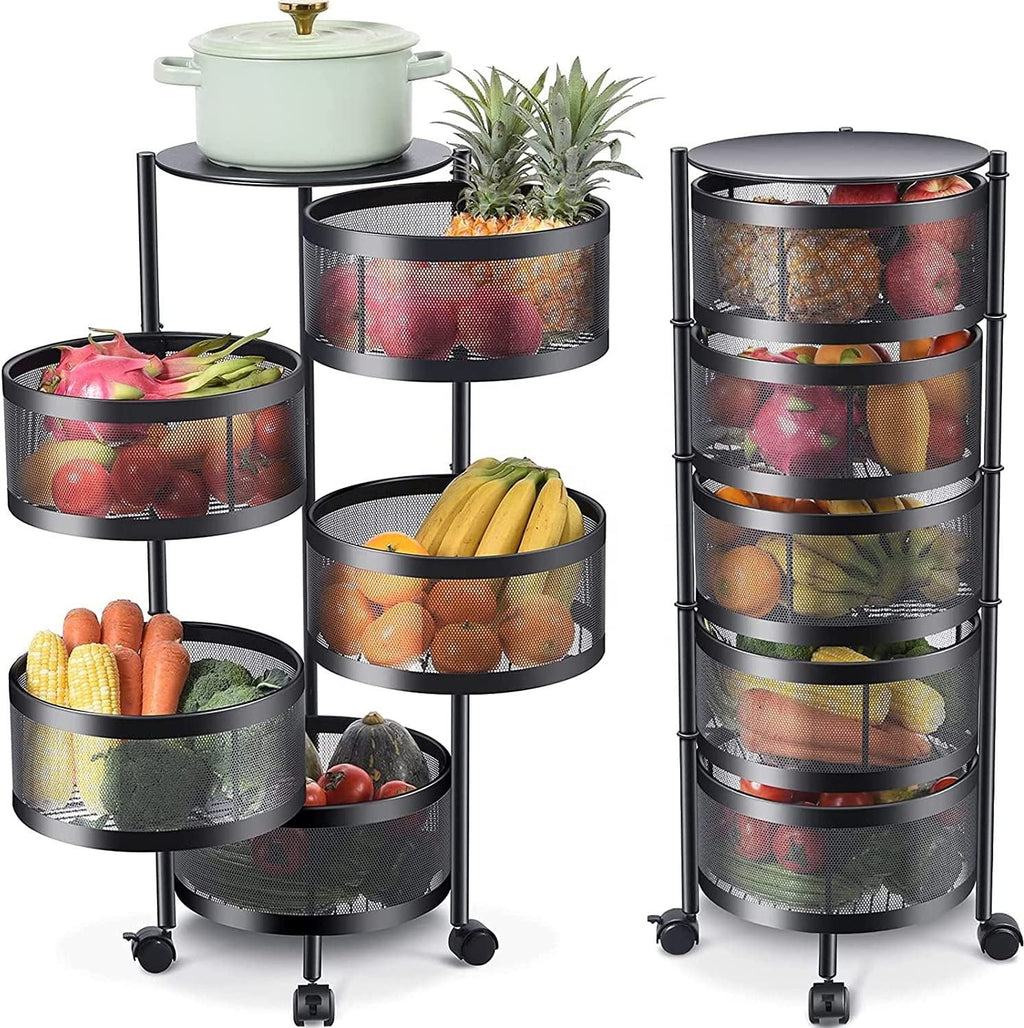 Étagère Tournante 5 Niveaux à Paniers – Rangement Cuisine