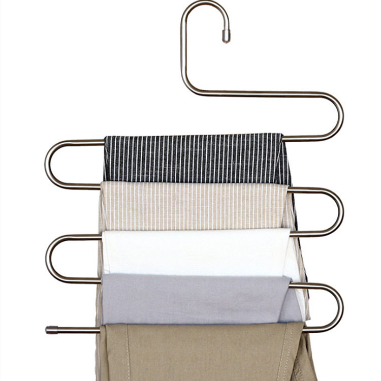 Cintre Multi-Pantalons en Inox 5 Niveaux - Organisateur Dressing