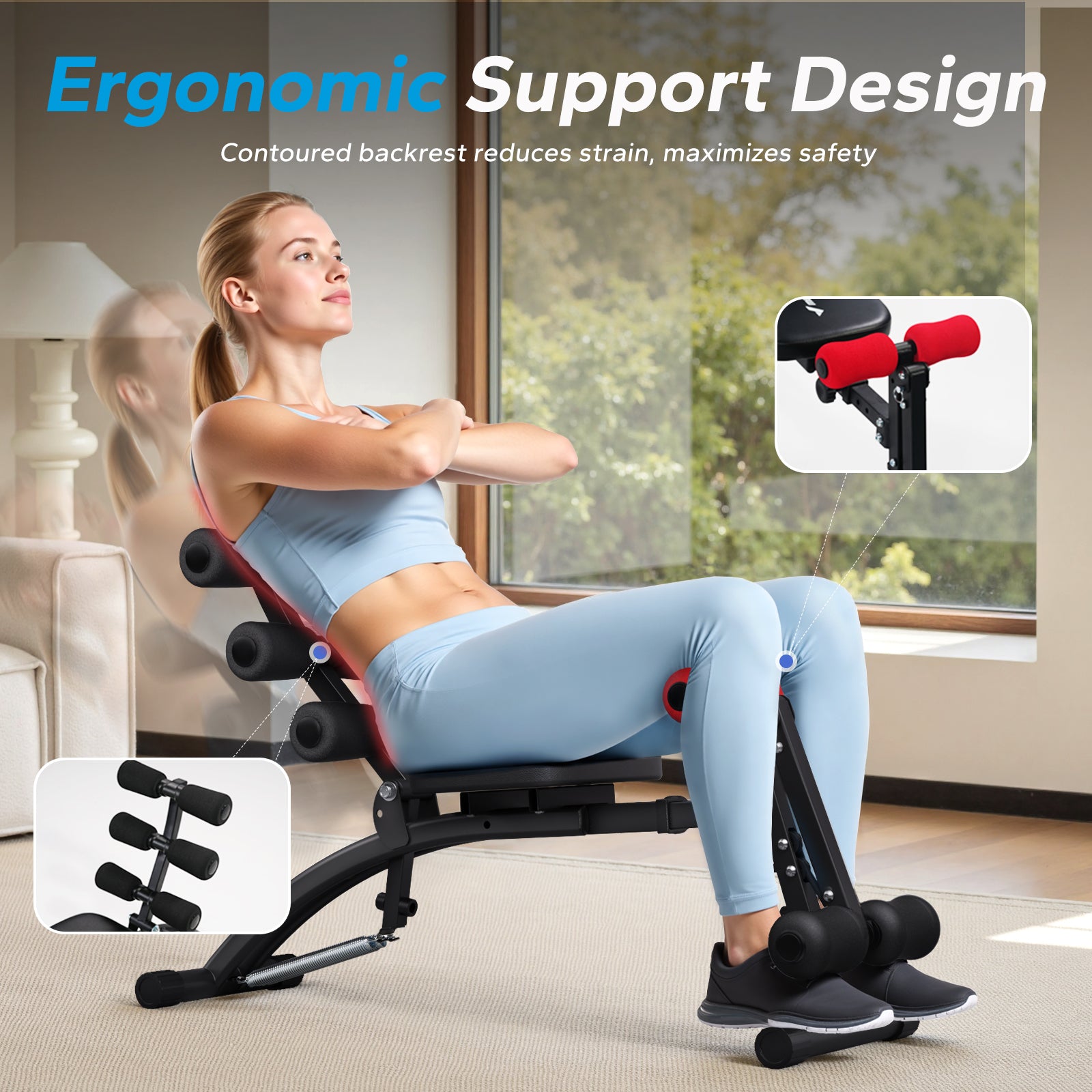 Banc de Musculation Multifonction – Abdos, Dos & Jambes