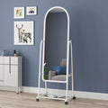 Miroir sur Pied Pleine Longueur – Cadre Blanc avec Roulettes