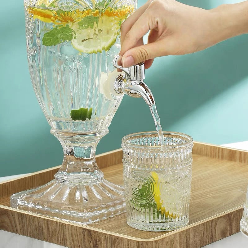 Fontaine à Boissons en Verre Cristal avec Robinet Inox - Élégante