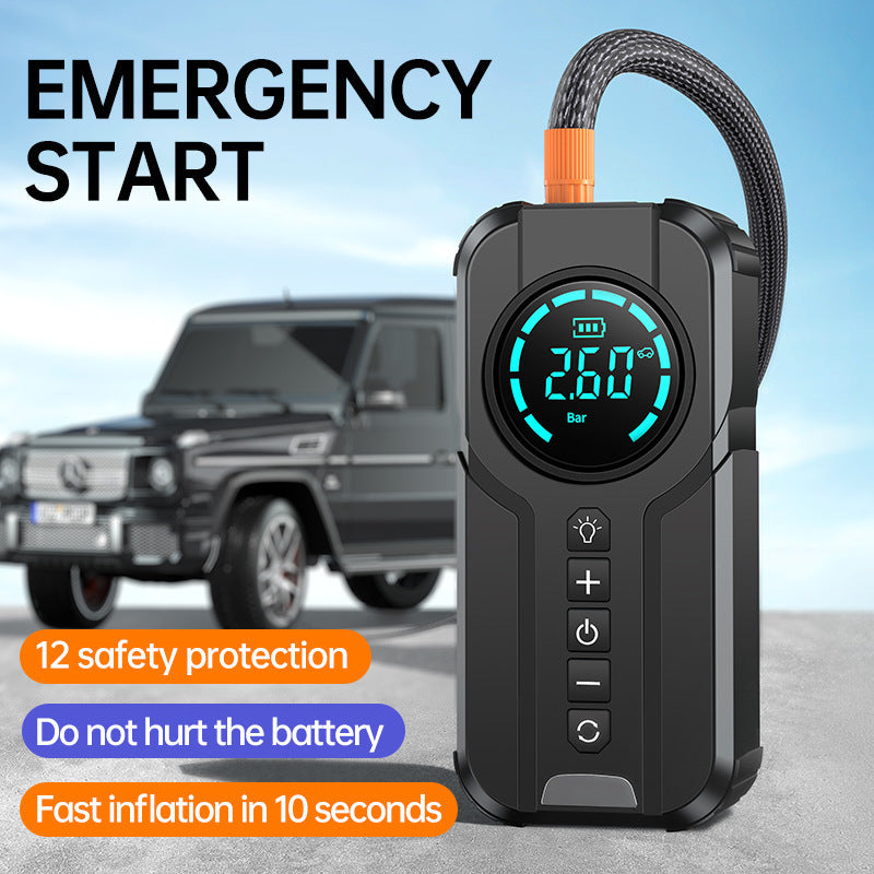Jump Starter + Compresseur d'Air 2-en-1 - Démarreur & Gonfleur Portable