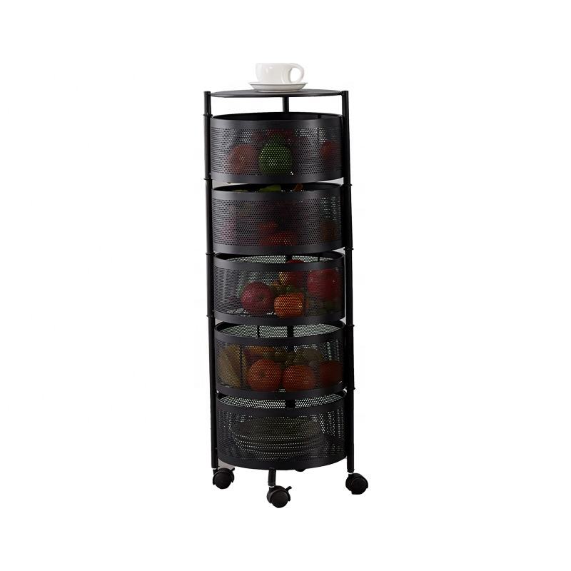 Étagère Tournante 5 Niveaux à Paniers – Rangement Cuisine