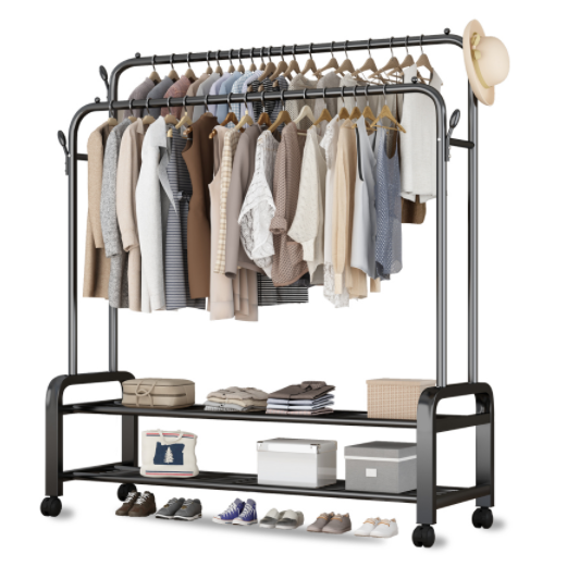 Portant à Vêtements avec Étagères & Roulettes – Dressing Mobile