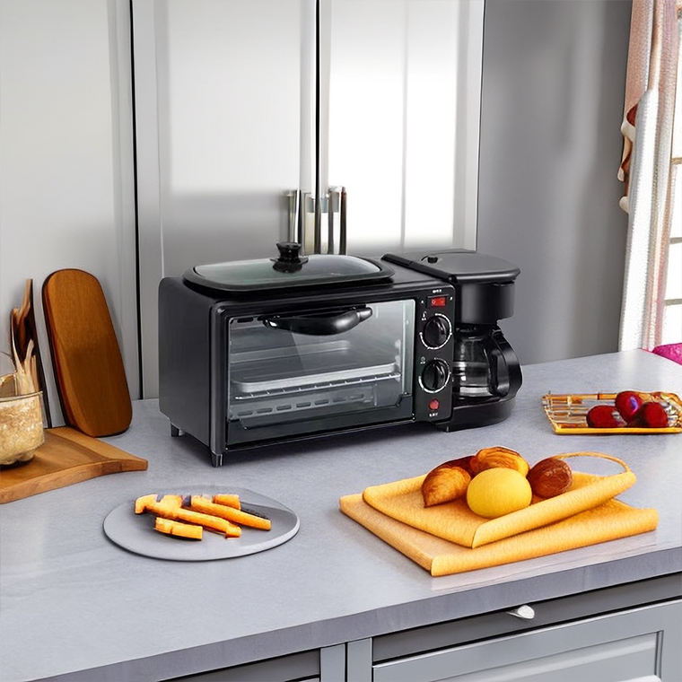 Machine à Petit-Déjeuner 3 en 1 - Four + Poêle + Cafetière