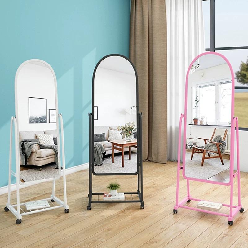 Miroir sur Pied Pleine Longueur – Cadre Blanc avec Roulettes